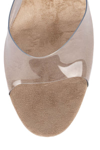 CENDRILLON Heeled Sandal Nude Suede Clear 