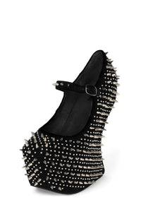 PRICKLY Jeffrey Campbell Platform Pump Black Suede Silver