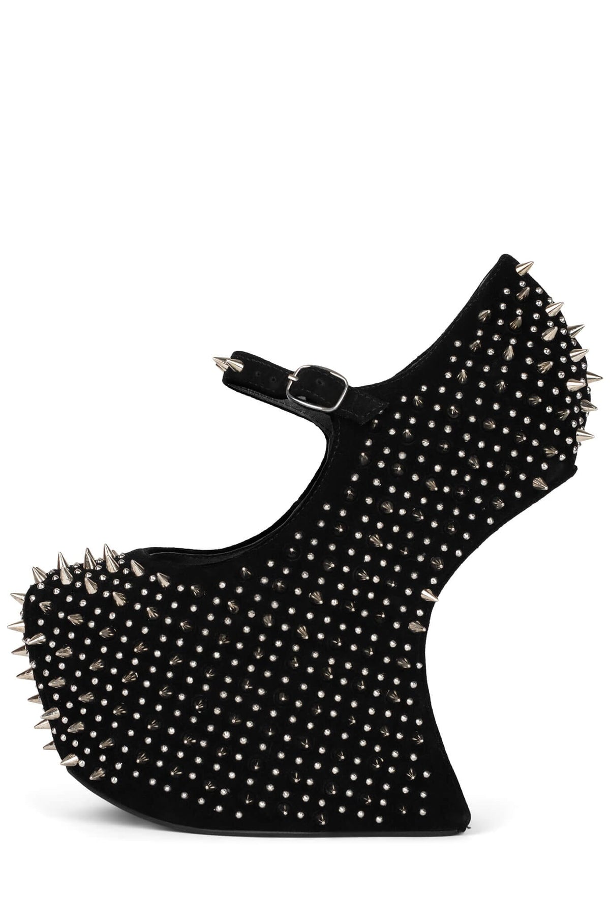 PRICKLY Jeffrey Campbell Platform Pump Black Suede Silver 