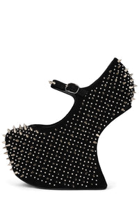 PRICKLY Jeffrey Campbell Platform Pump Black Suede Silver 