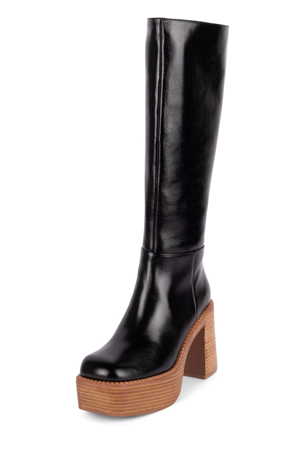 THE-BAND Jeffrey Campbell Knee-High Boot Black Natural Stack
