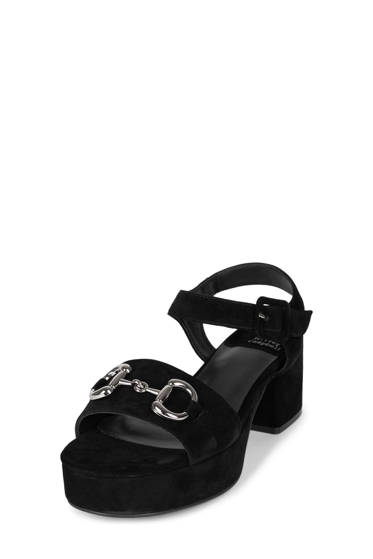 TIMELESS Jeffrey Campbell Platform Sandal Black Suede Silver