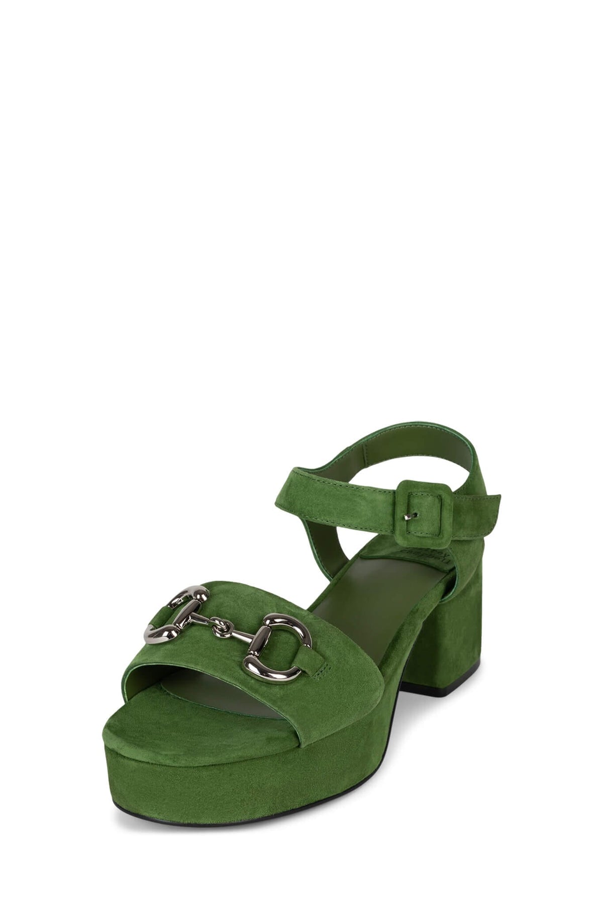 TIMELESS Jeffrey Campbell Platform Sandal Green Suede Silver