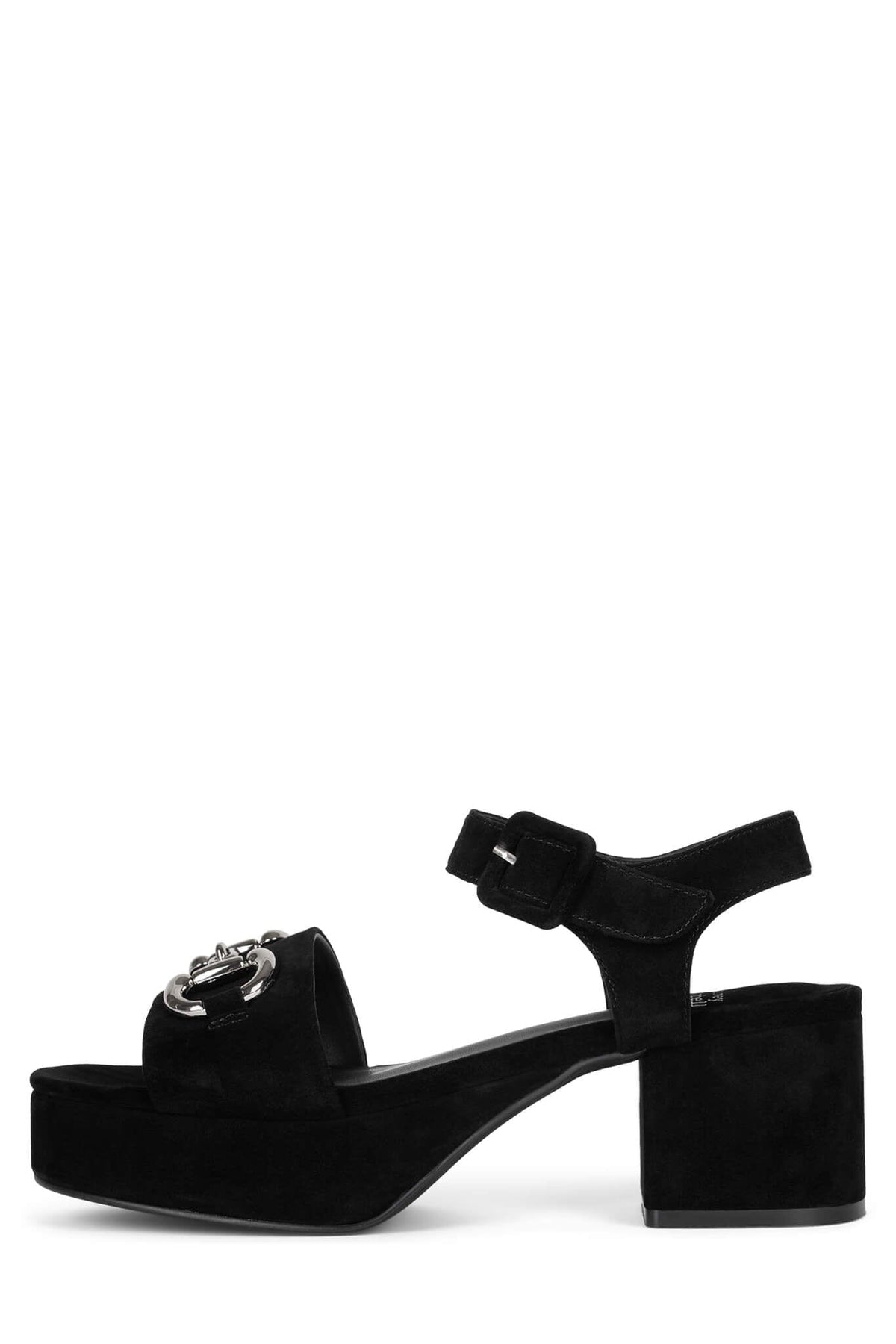 TIMELESS Jeffrey Campbell Platform Sandal Black Suede Silver