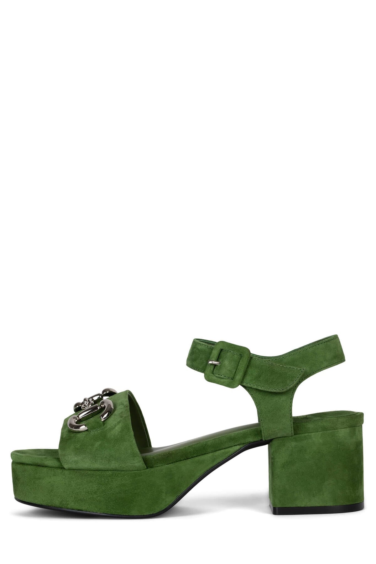TIMELESS Jeffrey Campbell Platform Sandal Green Suede Silver